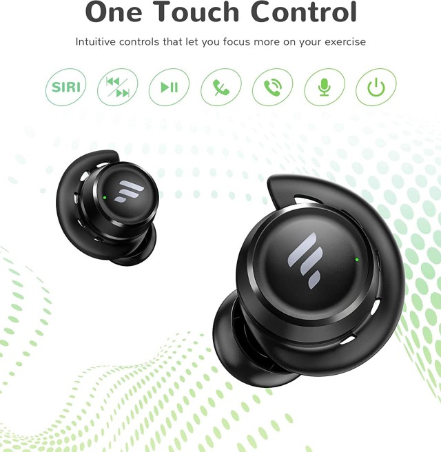 Touch Control Bluetooth Running Headphones with Rich Bass Stereo Letsfit T20 Wireless Earbuds Waterproof Sports Earbuds with Mic & Drop-Safe Fit Design for Workout Fitness 30 Hrs Playtime