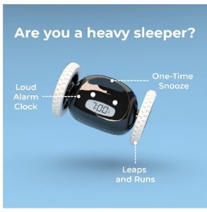 CLOCKY - Alarm Clock on Wheels for Heavy Sleepers Black